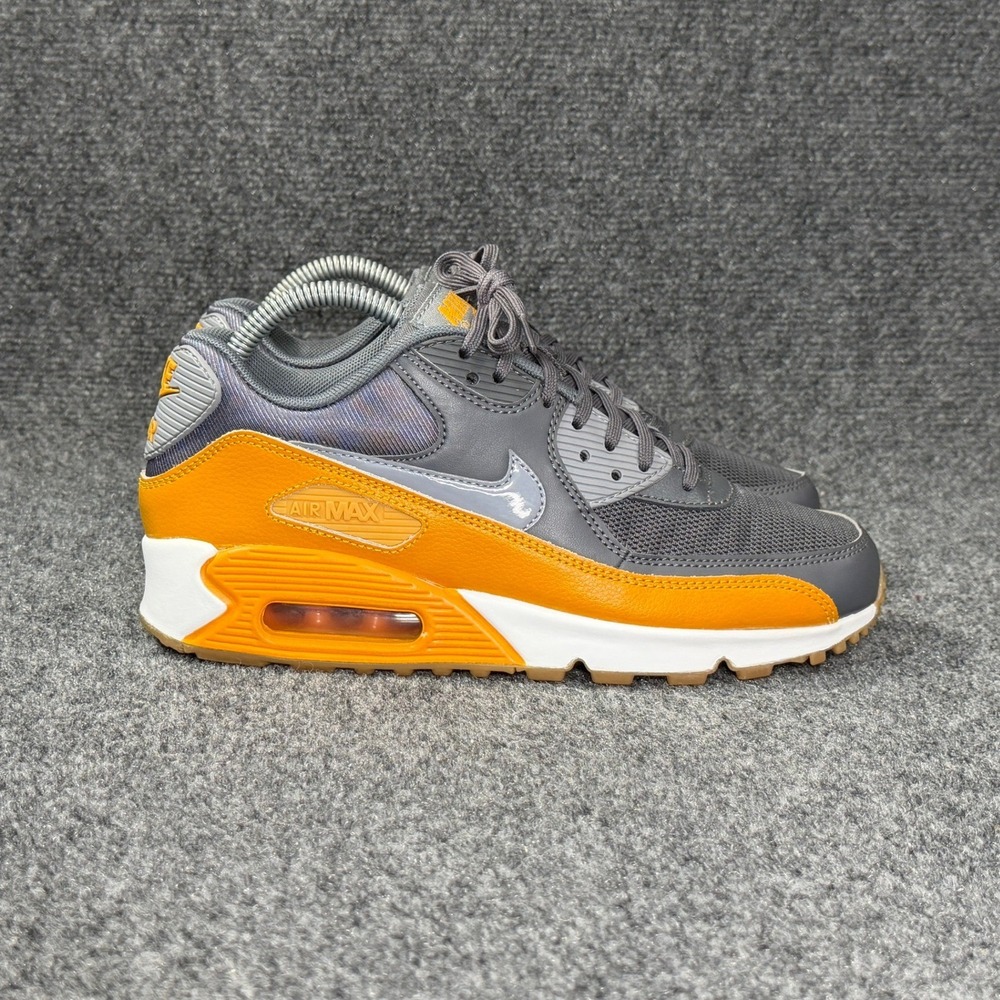 Nike Air Max 90 Essential Shoes Women's 8 Grey Gold Leaf Athletic Retro Running